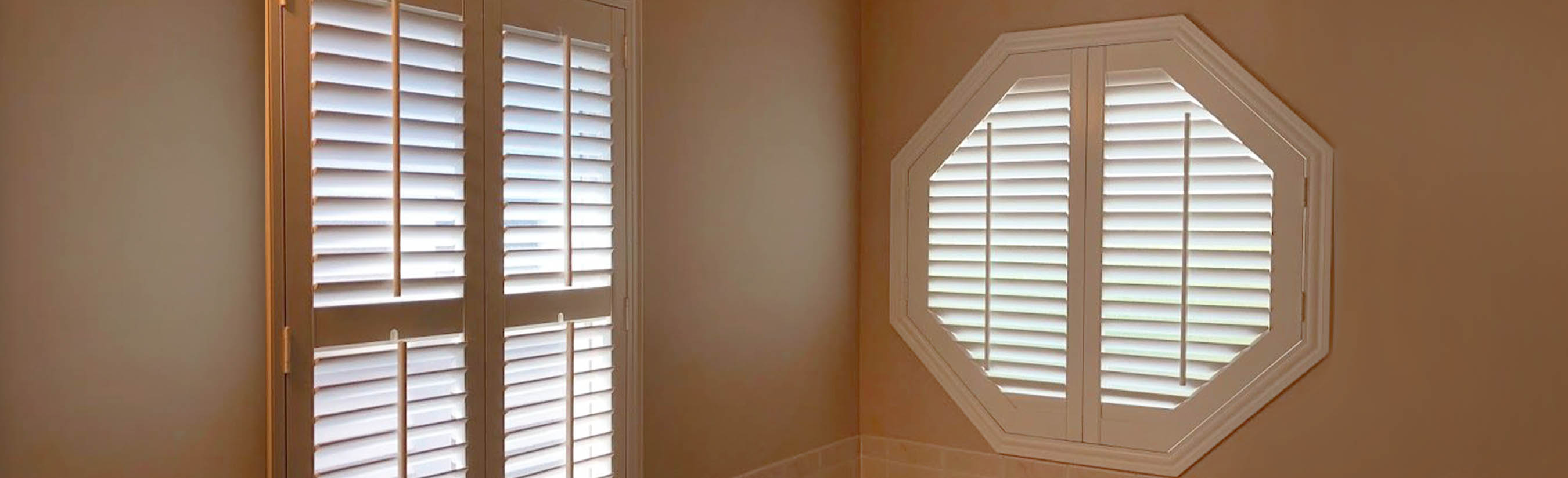 Octagon shutter in a bathroom.