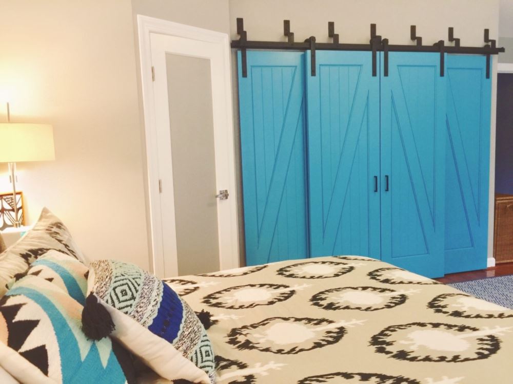 Barn doors in a bedroom