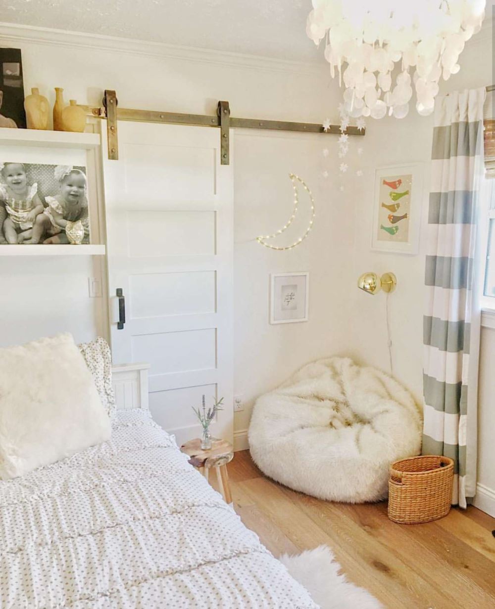 Barn door in chic bathroom