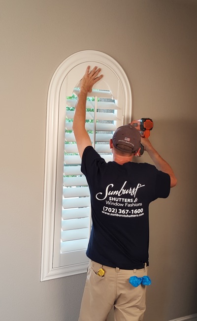 Shutter install in Cincinnati family room